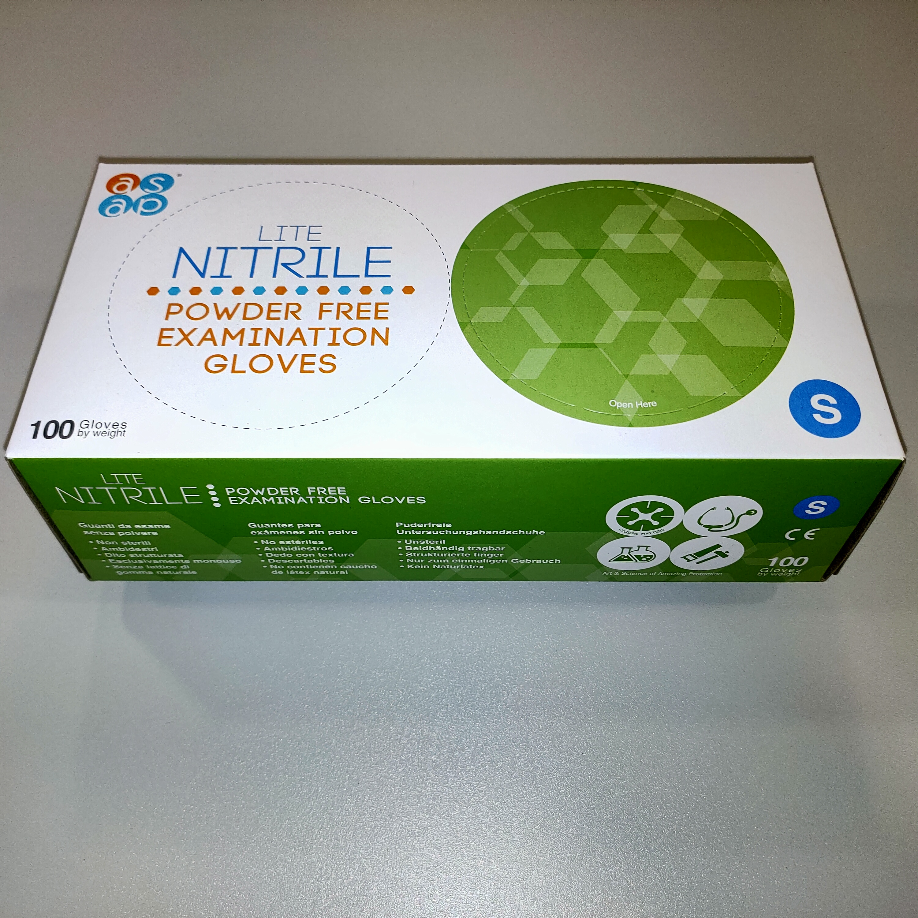 Luvas Nitrilo sem pó LITE Cx 100un. - Tam. S