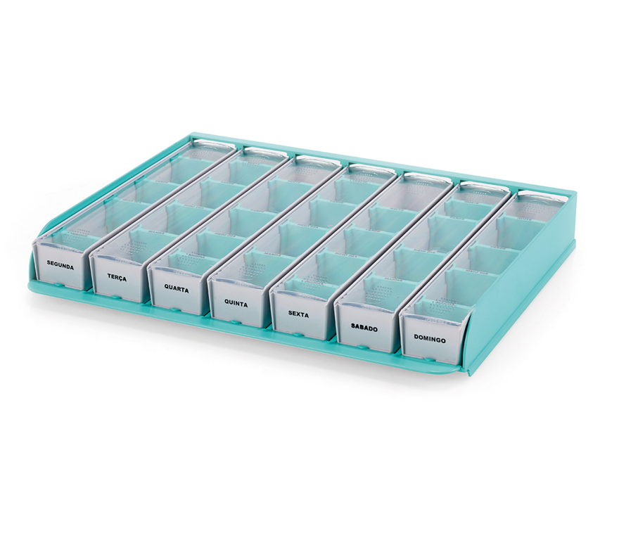 Organizador de medicação semanal grande c/ div. plástica