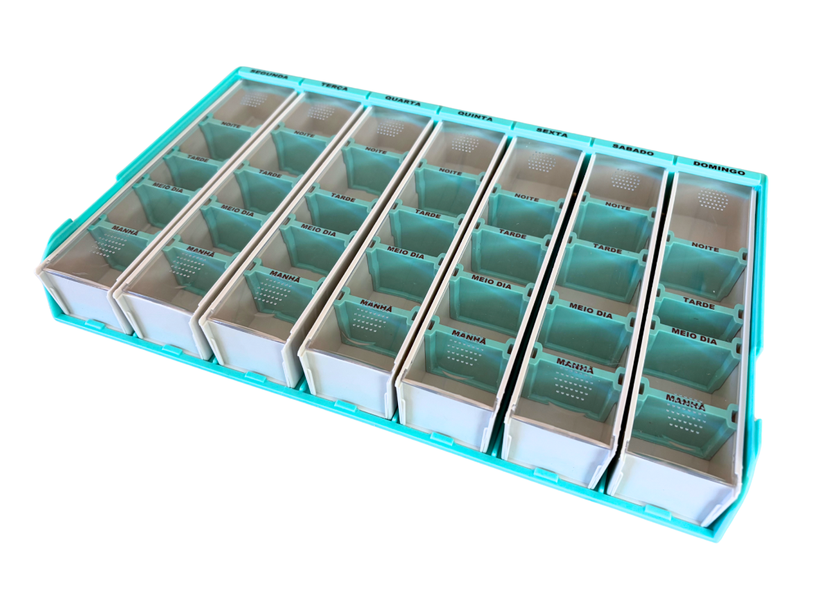 Organizador semanal pequeno com divisórias plásticas